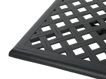 Outdoor Aluminum Dining Table With Lattice Design And Center Umbrella Hole - Black