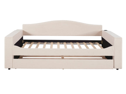 Upholstered Daybed With Storage Armrests, Trundle And Latest Integrated tooth Audio System