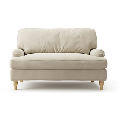 Loveseat Sofa, Upholstered Small Couch For Living Room - Cream Beige