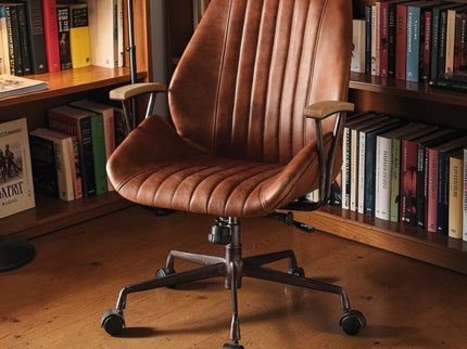 Brancaster - Aluminum Top Grain Leather Office Chair - Coffee