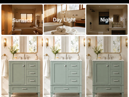 Bathroom Vanity With Sink, Soft Closing Door And Drawers - Light Green