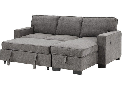 Estelle - Fabric Reversible Sleeper Sectional With Storage Chaise Drop-Down Table 2 Cup Holders And 2 USB Ports