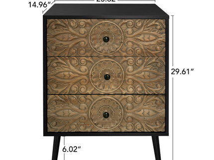 3 Drawer Cabinet, Suitable For Bedroom - Black