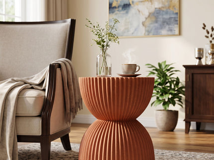 Side Table With Speckled Ribbed Texture