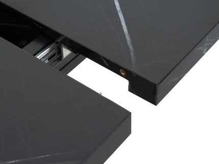 Modern Rectangle Dining Table With Stretchable Top, Storage Cabinet