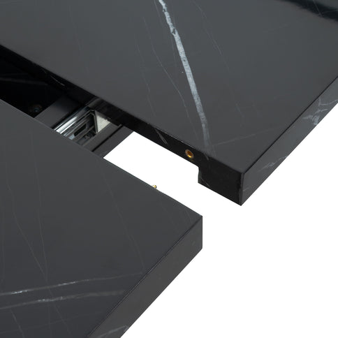 Modern Rectangle Dining Table With Stretchable Top, Storage Cabinet