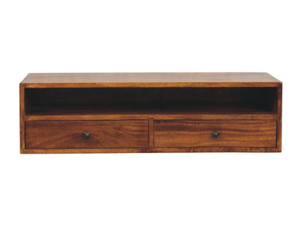 Lunar - 2 Drawer Wall Mounted Media Unit - Brown