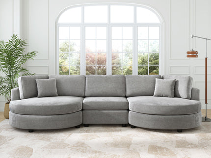 Modern 3 Seater Upholstered Sofa With Curved Design