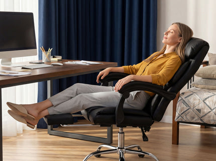 Executive Office Chair With Foot Rest, Adjustable Height - Black