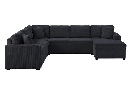 Oversized Sectional U-Shaped Sofa With Chaise Lounge And Three Soft Throw Pillows