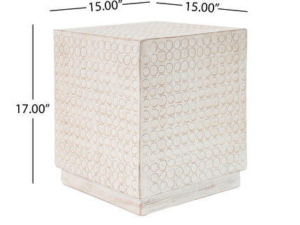 Chic Modern Mgo Cube Side Table With Fluted Design - Antique Brown