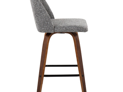 Toriano - Mid Century Modern Fixed Height Counter Stool & Square Footrest (Set of 2)