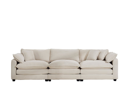 Mid-Century Modern 3 Seater Sectional Sofa With Arm And Throw Pillows