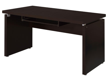 Floating - Top Computer Desk With Pullout Keyboard Shelf - Brown