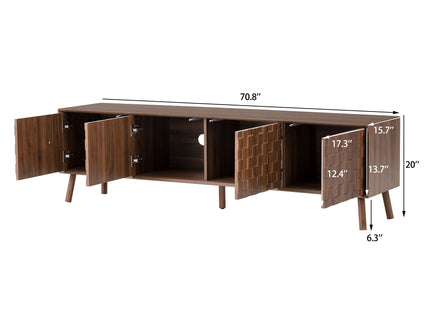 TV Stand With Soft Closing Hinges And Cable Management - Walnut