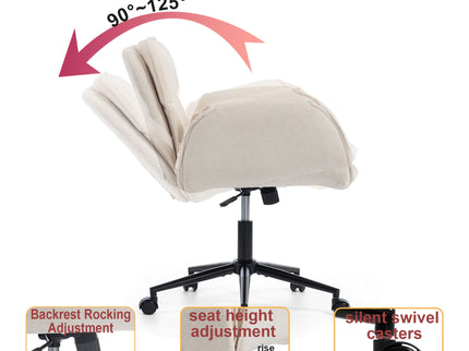 Criss Cross Swivel Desk Chair With Adjustable Armrests & Wheels For Home Office