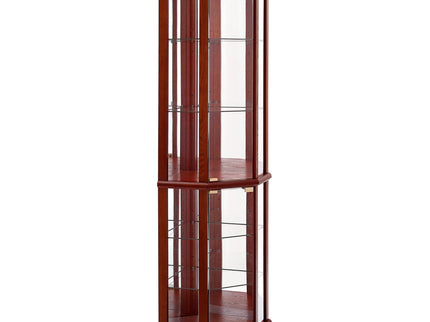 6 Shelf Lighted Corner Curio Cabinet With Adjustable Tempered Glass Shelves And Mirror Back (E26 Light Bulb Not Included)