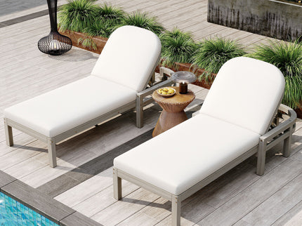 Outdoor Chaise Lounge With 5 Position Adjustable Backrest (Set of 2)