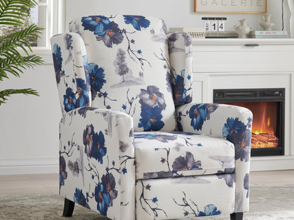 Wingback Recliner Chair With Padded Arms - Blue