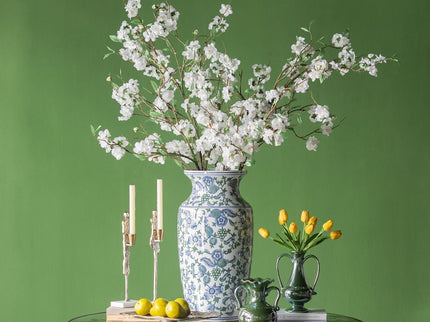 Round Table With Elegant Foral Design And Mirrored