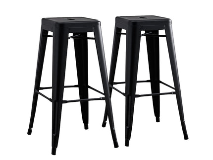 Backless Lightweight Bar Stools (Set of 2) - Black