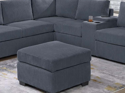Contemporary L-Shaped Sectional Set With USB Console & Ottoman