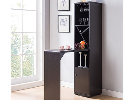 Bar Cabinet, Extended Table Kitchen Cabinet With Wine Bottle Compartment & Open Shelving - Red Cocoa