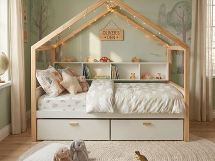 House Bed With Bookshelf Storage