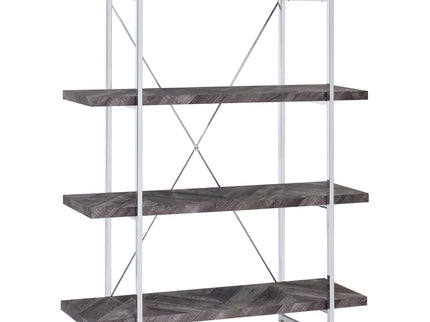 Herringbone - Bookcase With Full Length Shelf - Gray