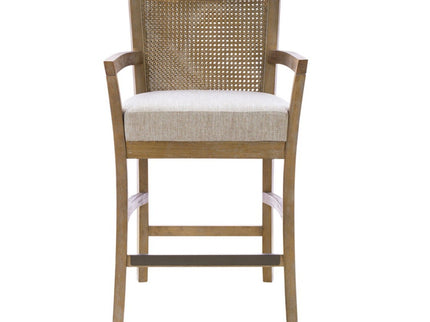 Cane Back Counter Stool With Upholstered Seat - Cream / Reclaimed Natural