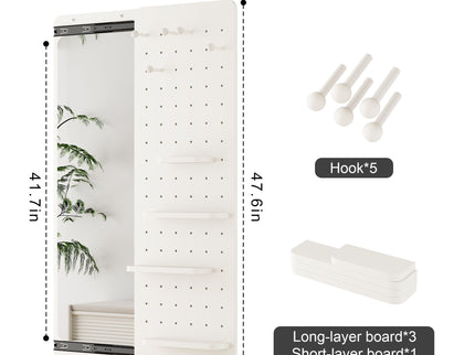 Wall Mounted Full Length Mirror With Shelf And Hook