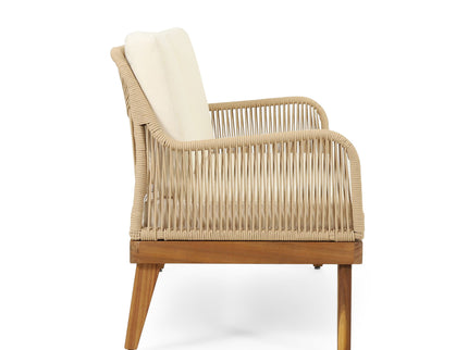 Hueber - Outdoor And Rope 4 Seater Chat Set With Cushions - Teak