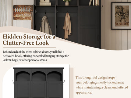 Classic Arched Design Hall Tree With 3 Hidden Storage