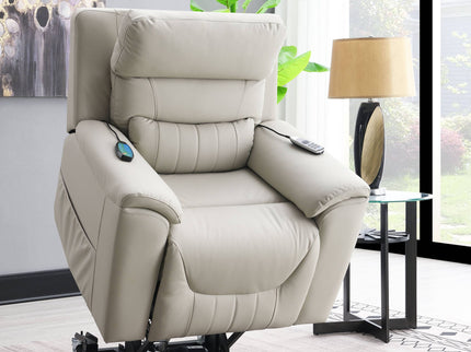 Marsha - Power Recliner With Lift & Massage - Light Gray