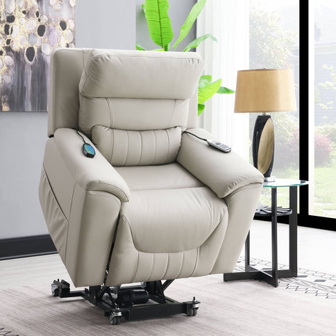 Marsha - Power Recliner With Lift & Massage - Light Gray
