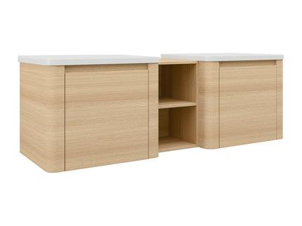 Wall Mounted Bathroom Vanity With Sink And Storage Shelves, Soft Close Doors