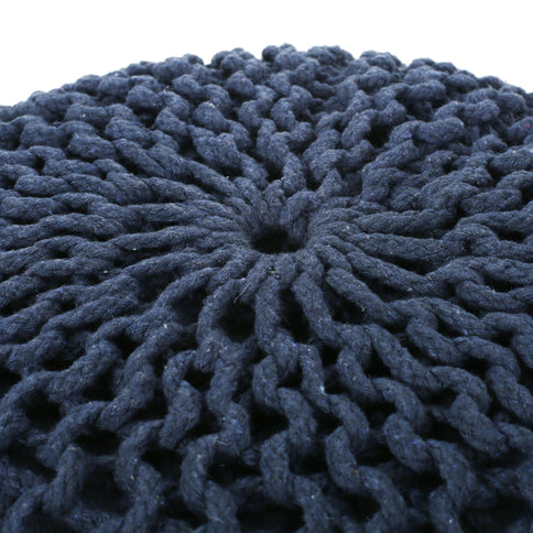Bordeaux - Knitted Round Pouf Ottoman, Floor Cushion