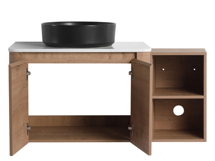 Wall Mounted Bathroom Vanity With Art Sink, 1 Storage Shelf, 2 Soft Close Doors