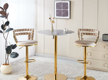 Modern Bar Chair With Iron Tube Legs, Soft Cushions And Comfortable Backrest (Set of 2)