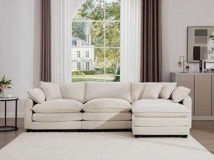 Modern Oversized Modular Cushion Sofa With Ottoman, Low Back, Deep Seating Sofa Set