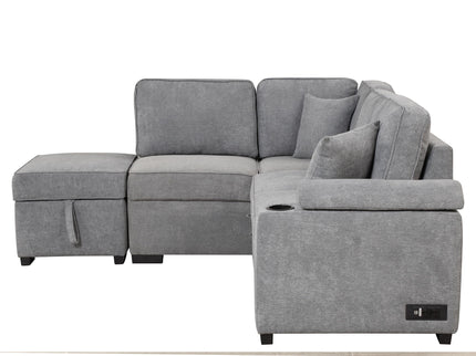 Sleeper Sofa Bed, 2 In 1 Pull Out Sofa Bed L Shape Couch With Storage Ottoman For Living Room, Bedroom Couch And Small Apartment