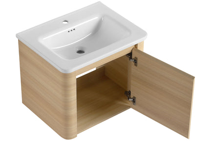 Wall Mounted Bathroom Vanity With Sink And Storage Shelves, Soft Close Doors