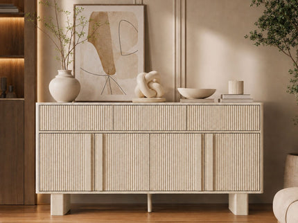 Sideboard Buffet Cabinet With 3 Drawers And 4 Doors For Dining Room