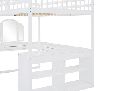 Loft Bed With Drawers, Cabinet, Shelves With Desk