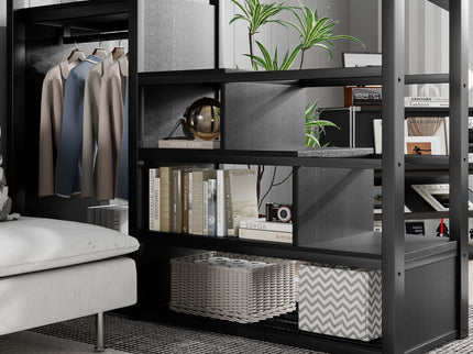 Loft Bed With Storage Shelves, Wardrobe