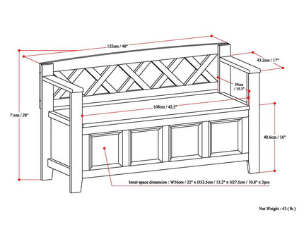 Amherst - Entryway Storage Bench - Gray