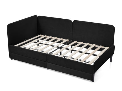 Upholstered Platform Bed Frame With 2 Storage Drawers And Adjustable Sofa Bed