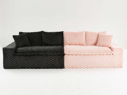 Multifunctional Sofa Pink Black, Fits 4 People
