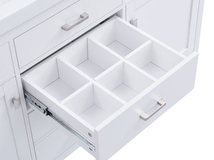 Double Sink Bathroom Vanity With Top, Soft Closing Doors & Drawers, Tip Out Drawer, 2 Cabinet Doors, Adjustable Shelf - White