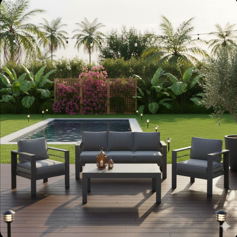Outdoor Patio Set All-Weather With Thick Cushions